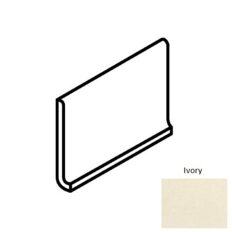 Elemental Canvas Ivory Ceramic Floor & Wall Trim - 6" X 12" Cove Base - Matte