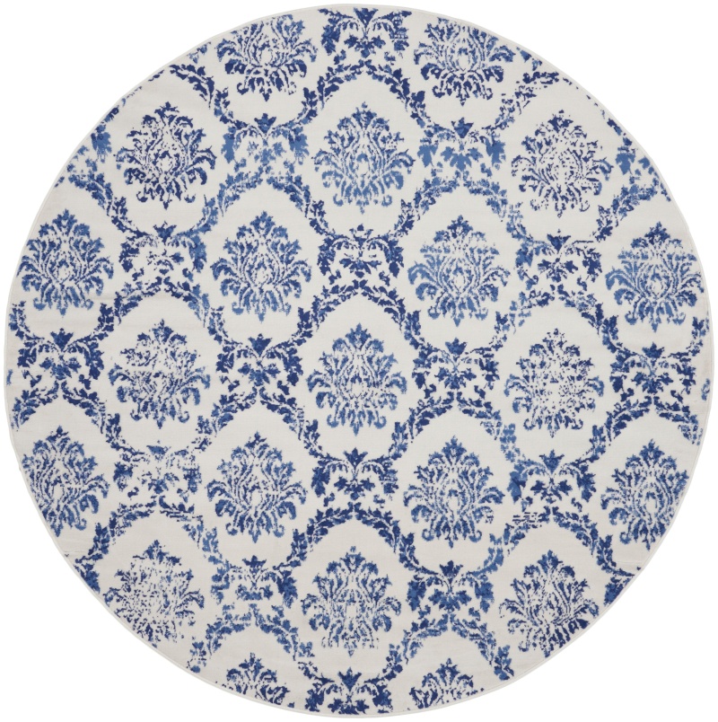 Whimsicle Whs01 Ivory Navy Polypropylene Farmhouse Area Rug