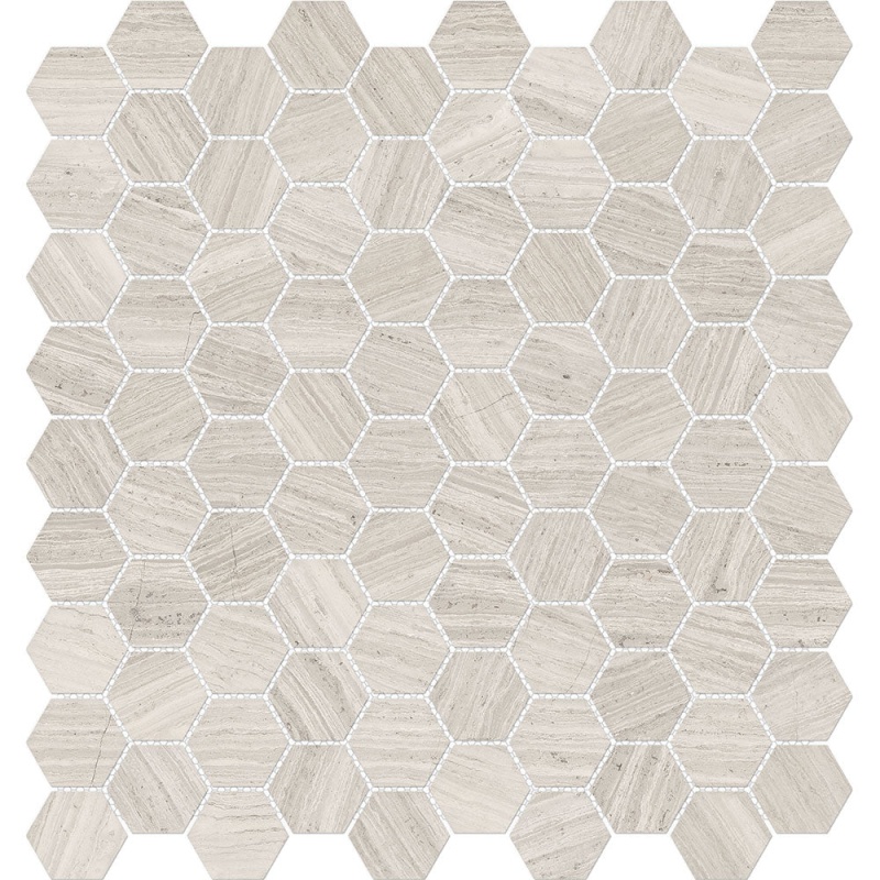 Mayfair Strada Ash Porcelain Mosaic - 1.25" X 1.25" Hexagon - Polished