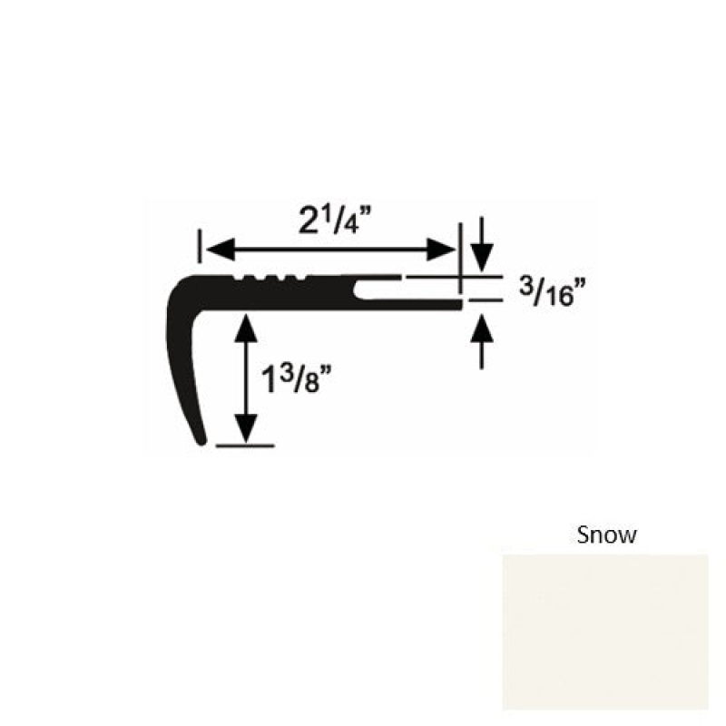 Solid 17 Snow Rubber Undercut Carpet Nosing (Sq) - 2 1/4" X 9 Ft (108")