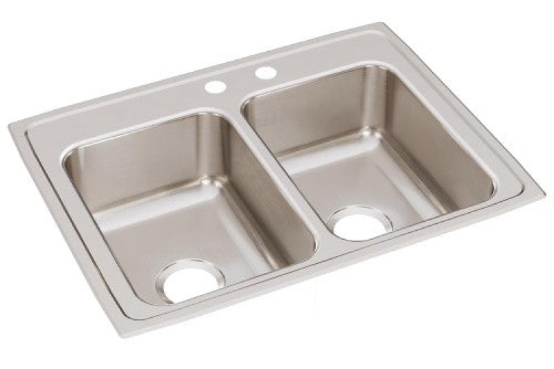 Lr2922mr2 Lustertone Classic Stainless Steel Drop In Double Bowl Kitchen Sink - 29" X 22" X 7 5/8" With 2 Holes - Stainless Steel