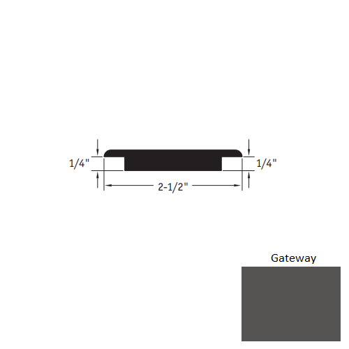 Johnsonite Gateway Vinyl Moulding / Trim - 2 1/2" X 12 Ft (144") X 1/4" - 1/4" Wheeled Traffic Transition - Wheeled Traffic Transition