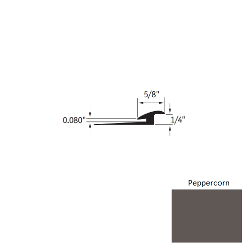 Johnsonite Peppercorn Vinyl Moulding / Trim - 5/8" X 12 Ft (144") X 1/4" - .080" Slim Line Transition - Slim Line Transition