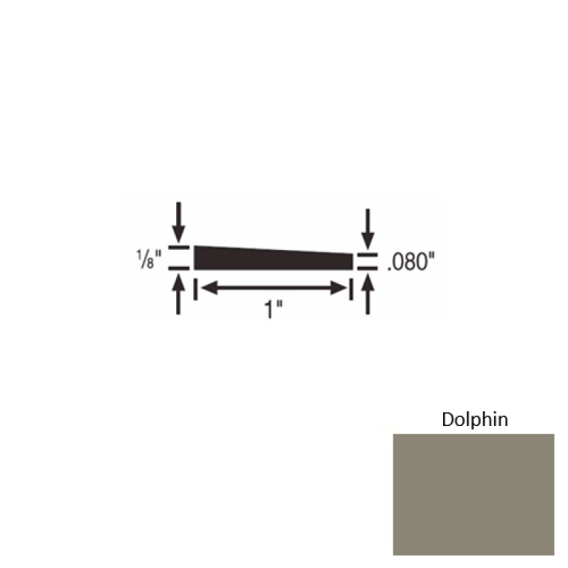 Solid 59 Dolphin Rubber Reducer Strip - 1" X 9 Ft (108") X 1/8"