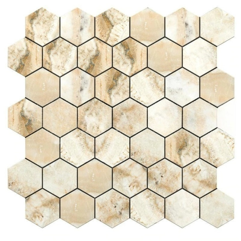 Latravonya Travertine Mosaic - 2" Hexagon - Filled & Honed