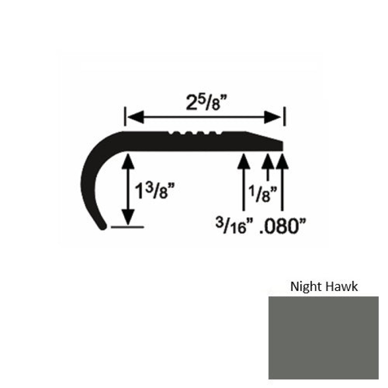 Solid 04 Night Hawk Rubber Residential Stair Nosing