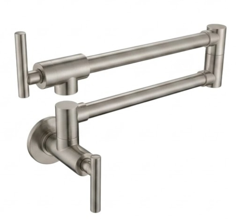 Kf.Ar.Bn Amazon Brass Kitchen Faucet - Single Handle / One Hole Wall Mount Folding - Brushed Nickel