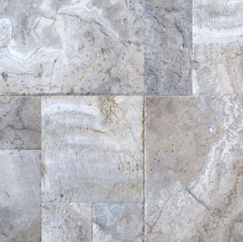 Silver Travertine Versailles Pattern - Tumbled - Various Sizes
