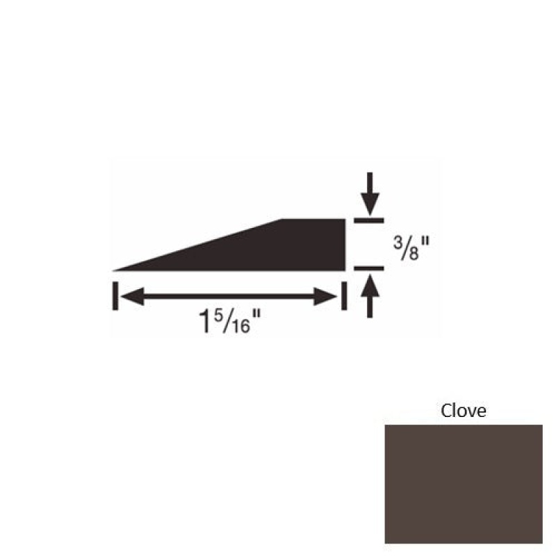 Solid 26 Clove Rubber Reducer Strip - 1 5/16" X 9 Ft (108") X 3/8"