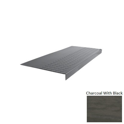 Charcoal Rubber Stair Tread with Adjustable Nose