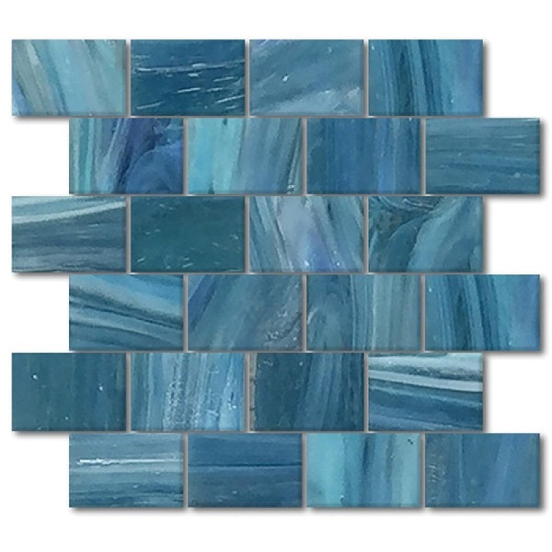 Aquatica Garden Wall Java Glass Mosaic - 2" X 3" Staggered - Glossy