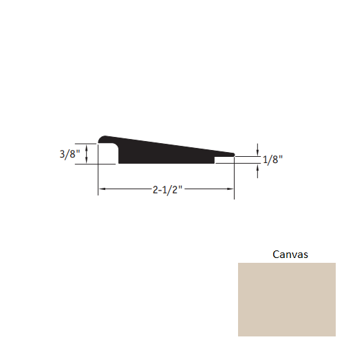 Johnsonite Canvas Vinyl Moulding / Trim - 2 1/2" X 12 Ft (144") X 3/8" - 1/8" Wheeled Traffic Transition - Wheeled Traffic Transition