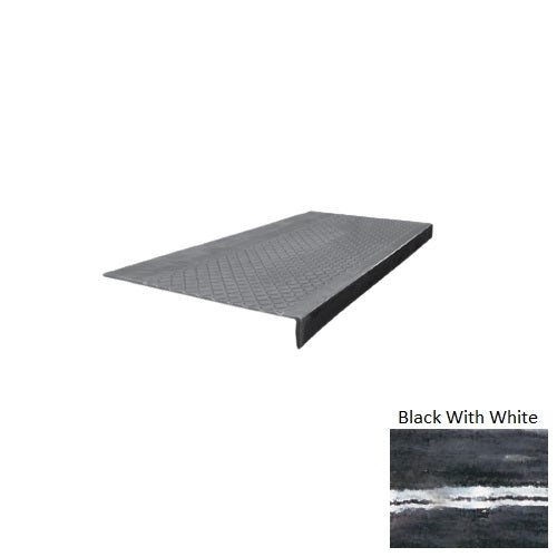 Evolving Styles Creative Elements Black With White Type 600 Distinct Designs Rubber - 12" X 72" Stair Tread - Diamond Profile Design