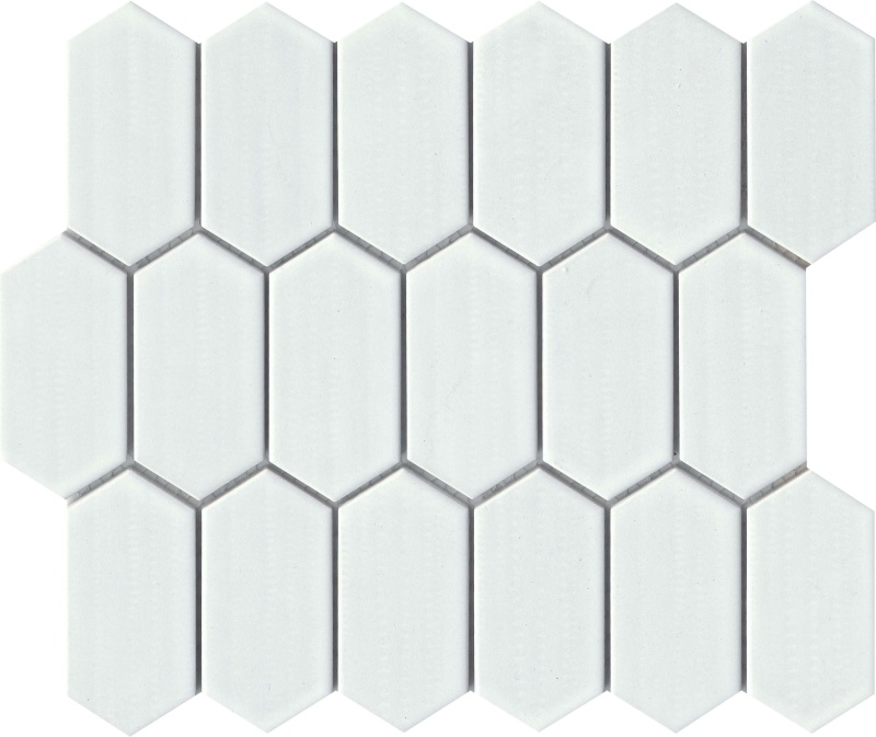 Omni White Porcelain Mosaic - Picket Fence - Glossy