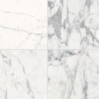 Statuario Marble Tile - Honed - 12" X 24"