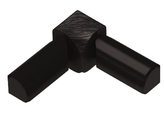 Rondec 90 Degree Double Leg Inside Corner Metal Tile Edging Trim - Brushed Black Anodized Aluminum