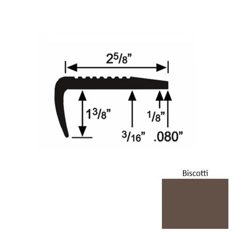 Solid 03 Biscotti Rubber Residential Stair Nosing (Sq) - 2 5/8" X 9 Ft (108")