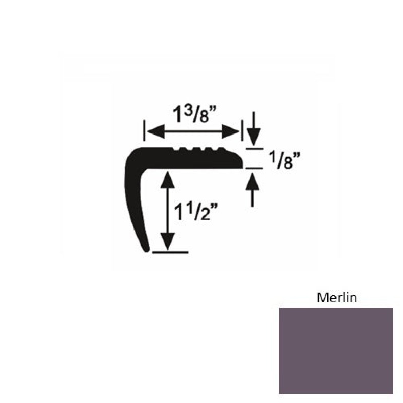 Solid 05 Merlin Rubber Domestic Stair Nosing (Sq) - 1 3/8" X 9 Ft (108")