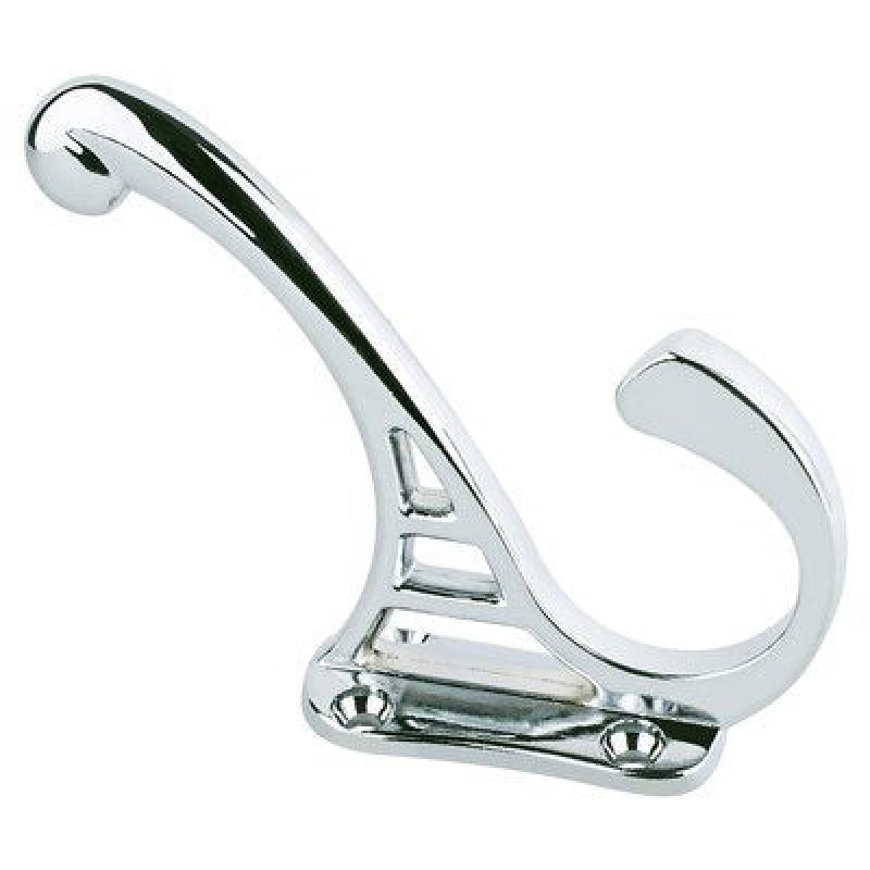 Prelude Zinc Double Prong Coat Hook - Polished Chrome - 4" Length