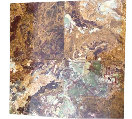 Red Multi Onyx Tile - Polished - 12" x 12"