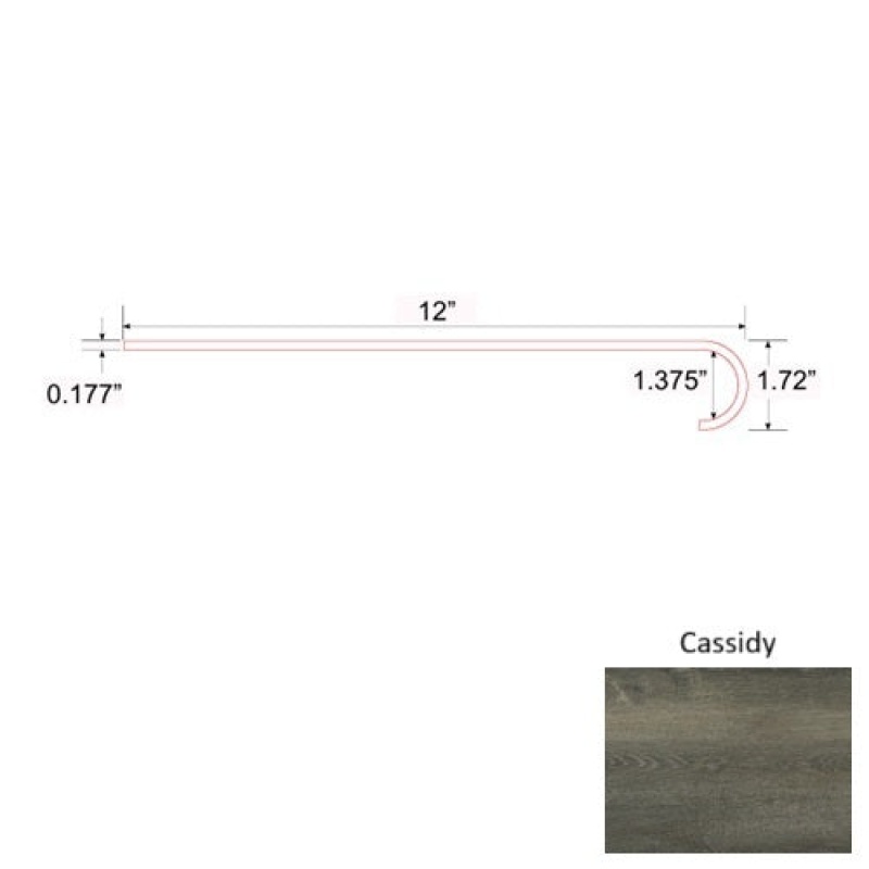 Crystal Cassidy Luxury Vinyl Moulding / Trim - 47" Round Stair Tread - Mineral Enhanced Uv Coating