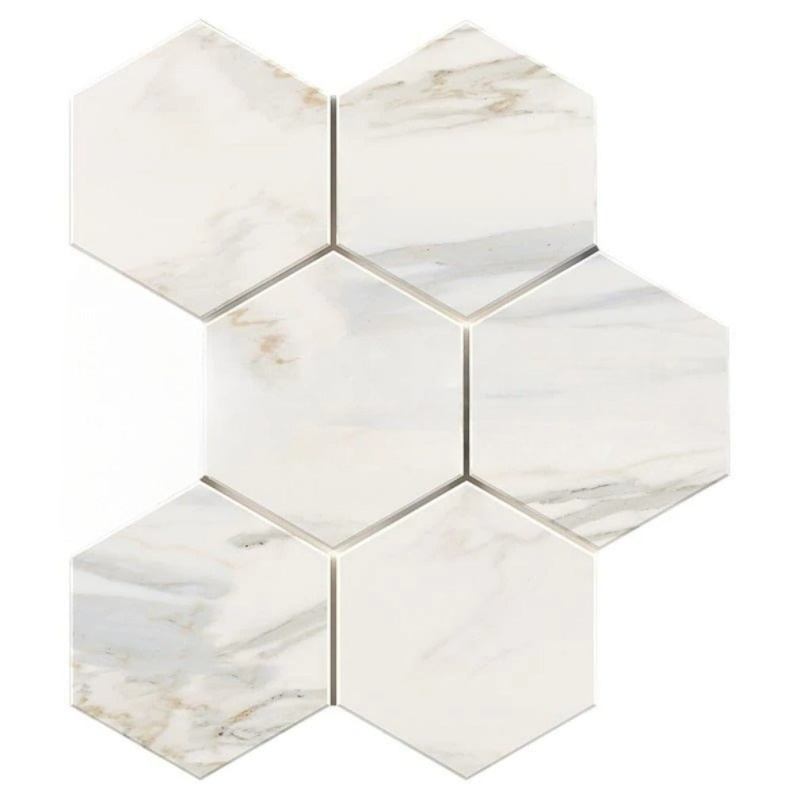 Calacatta Gold Marble Mosaic - 5" Hexagon