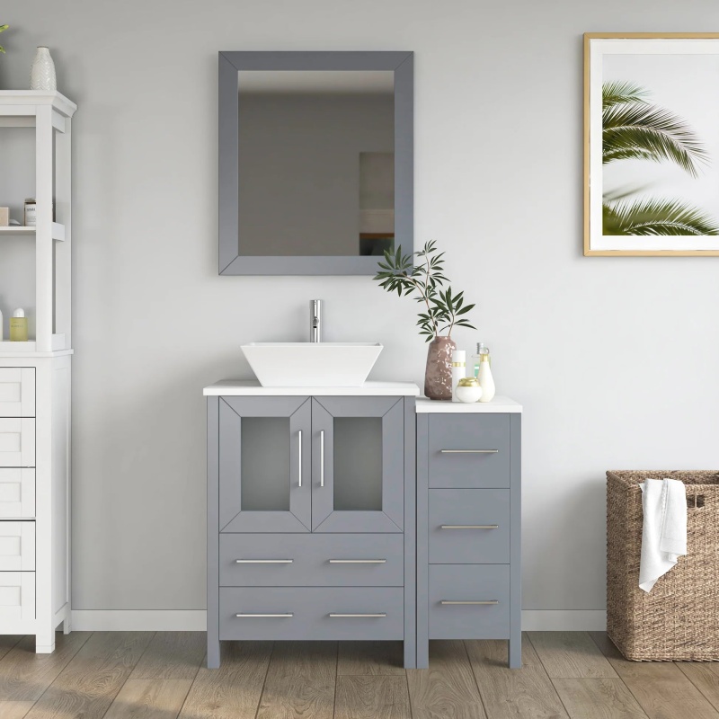 Vanity Art Grey Bathroom Vanity with Mirror
