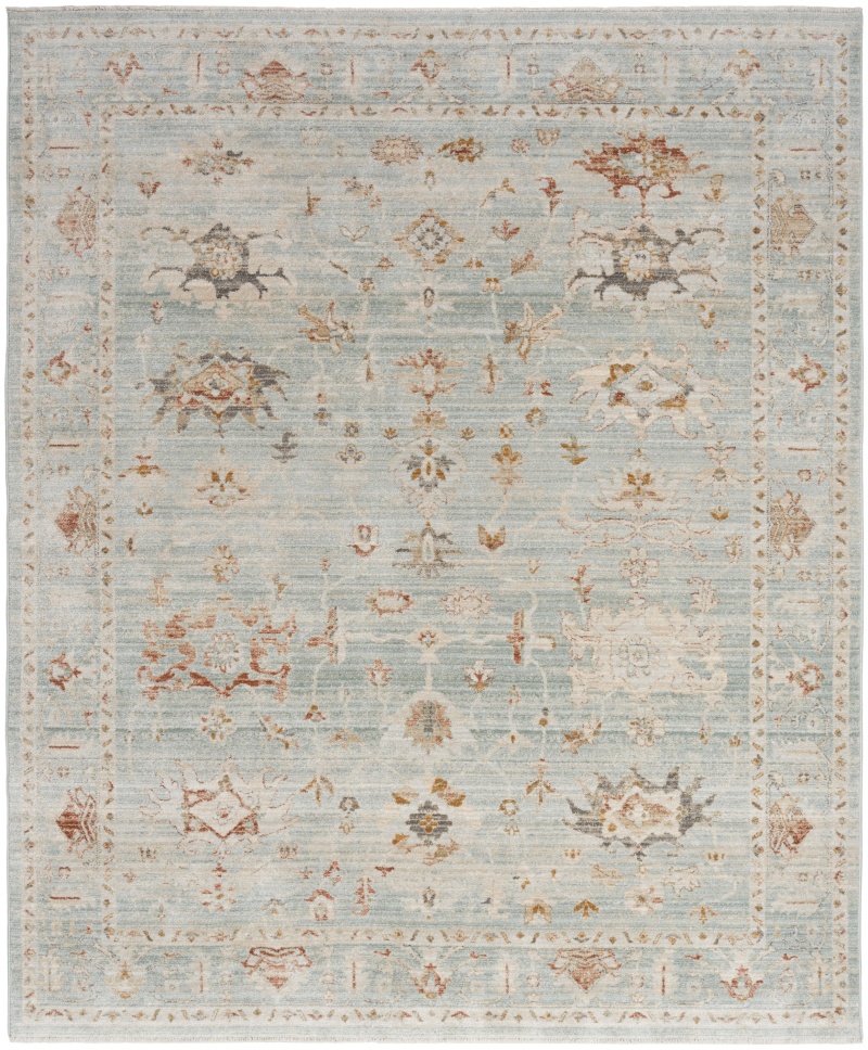 Light Blue Polypropylene Vintage Area Rug