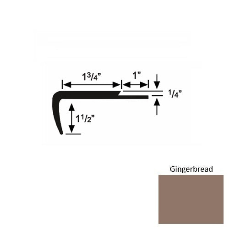 Solid 13 Gingerbread Rubber Single Flange Carpet Stair Nosing (Sq) - 1 3/4" X 9 Ft (108")