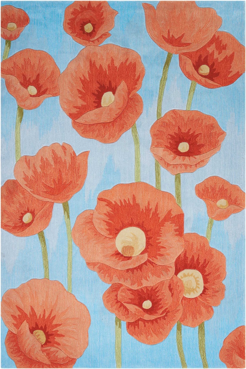 Contour Con79 Blue Polyester Contemporary Area Rug