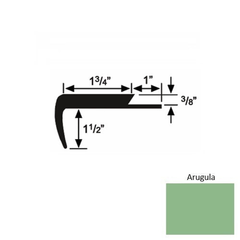Solid 11 Arugula Rubber Single Flange Carpet Stair Nosing (Sq) - 1 3/4" X 9 Ft (108")