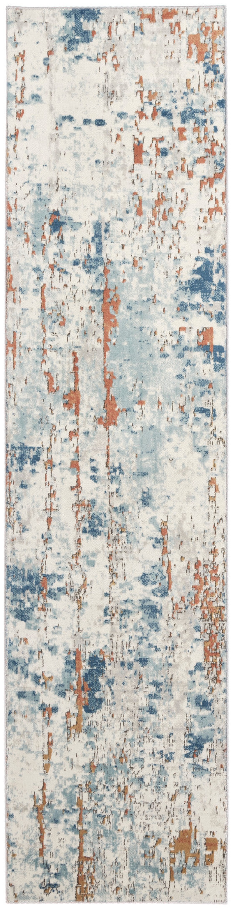 Quarry Qua01 Beige Blue Rust Area Rug Runner