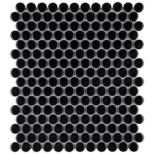 Metro Black Porcelain Mosaic - Penny Round