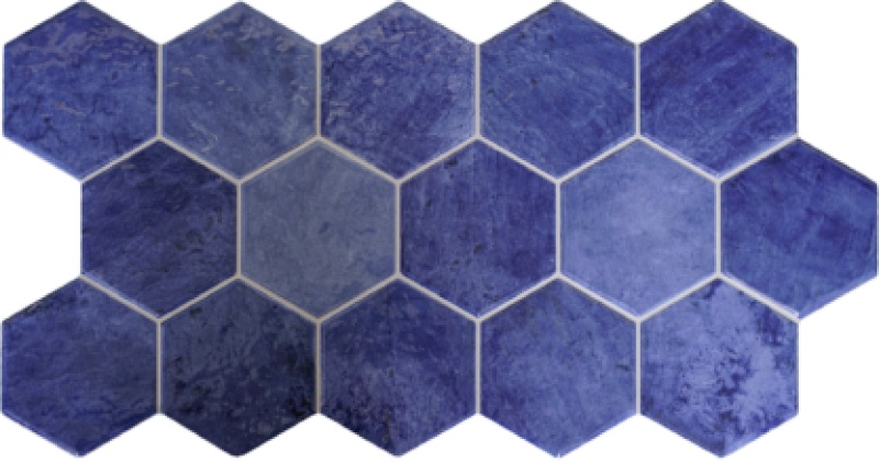 Hex Zellige Azure Porcelain Tile - Glossy - 10" X 20"