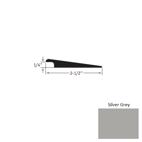 Johnsonite Silver Grey Vinyl Moulding / Trim - 2 1/2" X 12 Ft (144") X 1/4" Wheeled Traffic Transition - Wheeled Traffic Transition