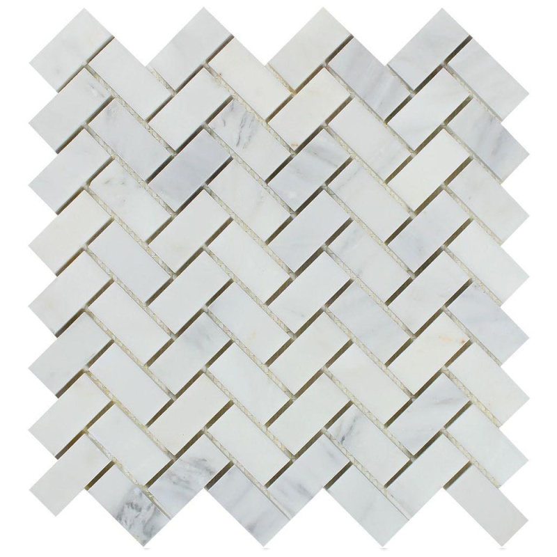 Oriental White Marble Mosaic - 1" X 2" Herringbone