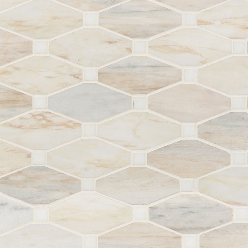 Angora Marble Mosaic - Elongated Octagon - Polished