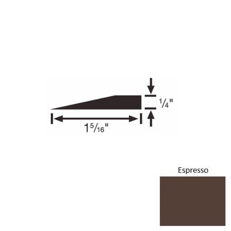 Solid 24 Espresso Rubber Reducer Strip - 1 5/16" X 9 Ft (108") X 1/4"