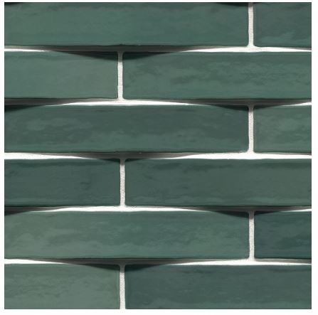 Convex Olive Ceramic Tile - Glossy - 2" X 10"