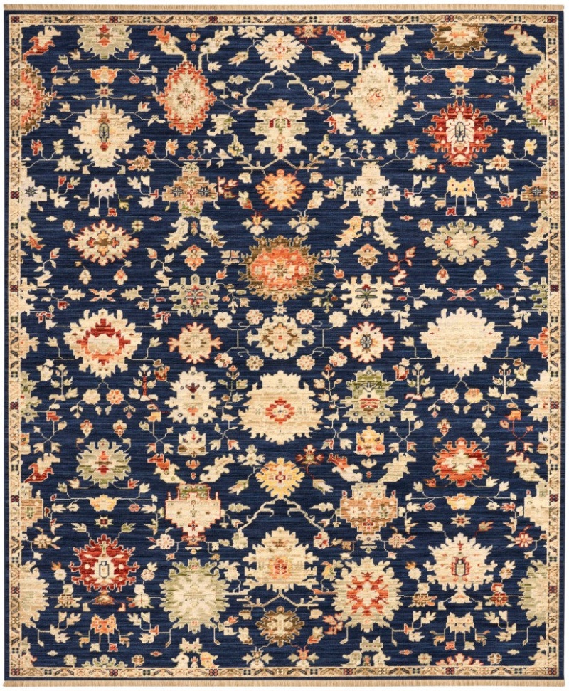 Antique Bloom Navy Anb01 Wool Blend Traditional Area Rug - 10 Ft X 13 Ft - Navy