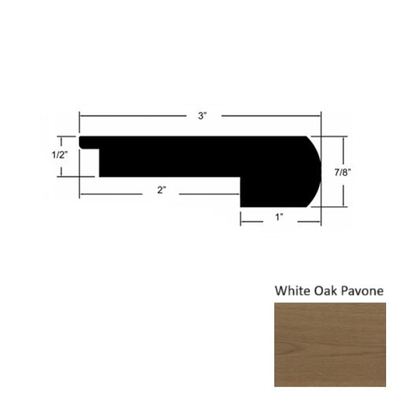 Sereno White Oak Pavone Hardwood Moulding / Trim - 3 1/8" X 78" Round Stair Nose - Urethane