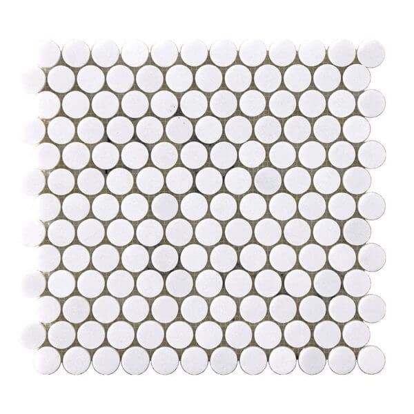 Thassos Marble Mosaic - 1" Penny Round - Natural