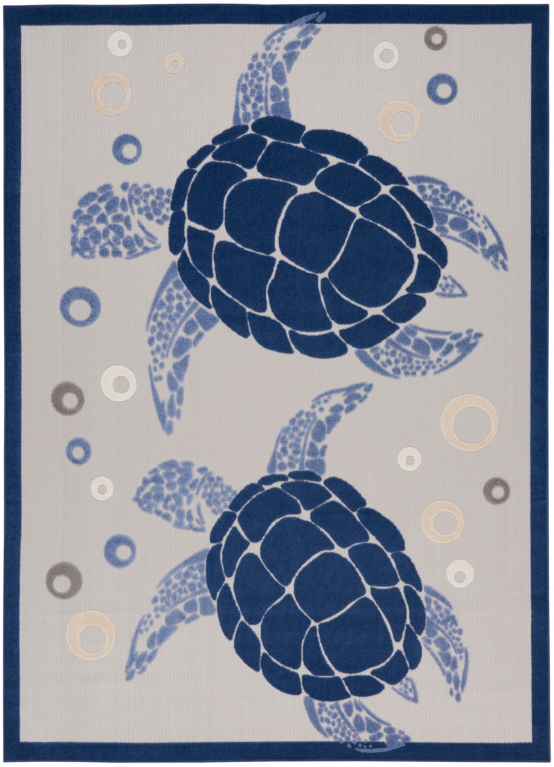Aloha Alh27 Navy Blue Polypropylene Coastal Area Rug