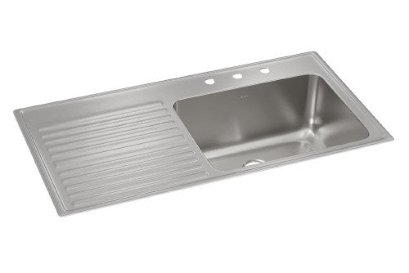 Ilgr4322r3 Lustertone Classic Stainless Steel Drop In Single Bowl Kitchen Sink - 43" X 22" X 10" With 3 Holes - Stainless Steel