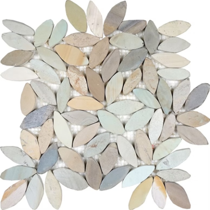 Spring Interlocking Pebble Mosaic - 12" X 12" - Honed