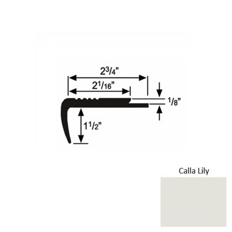 Solid 09 Calla Lily Rubber Underlap Stair Nosing (Sq) - 2 3/4" X 9 Ft (108")
