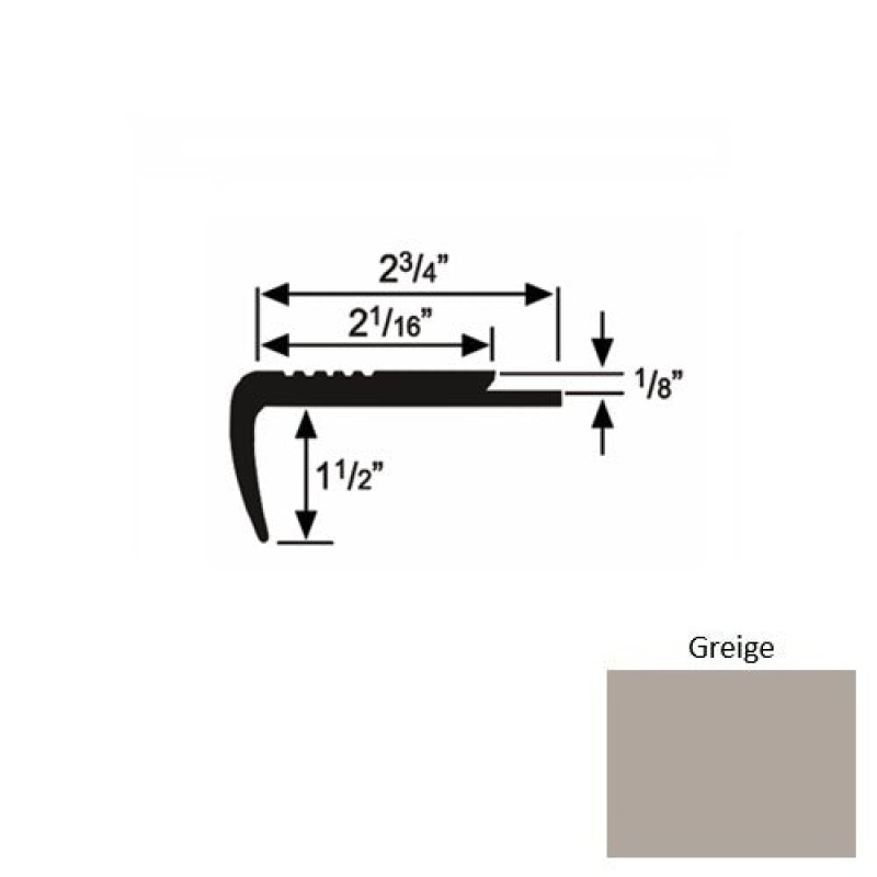 Solid 09 Greige Rubber Underlap Stair Nosing