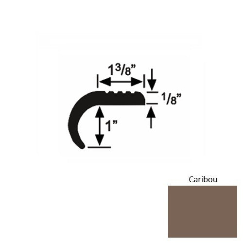 Solid 06 Caribou Rubber Domestic Stair Nosing (Rd) - 1 3/8" X 9 Ft (108")