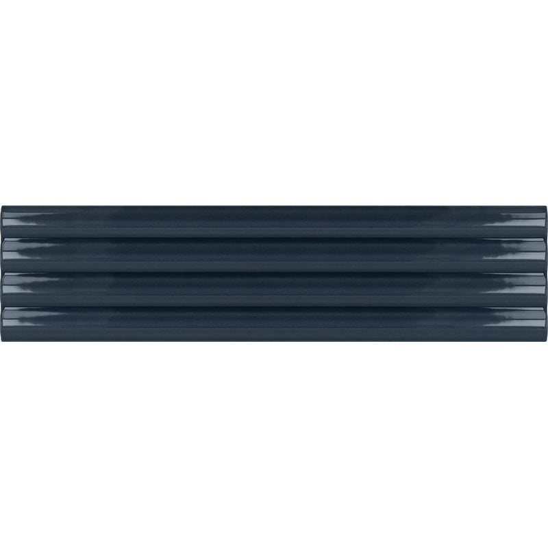 Ridge Navy Deco Ceramic Tile - Glossy - 1.97" X 7.87"