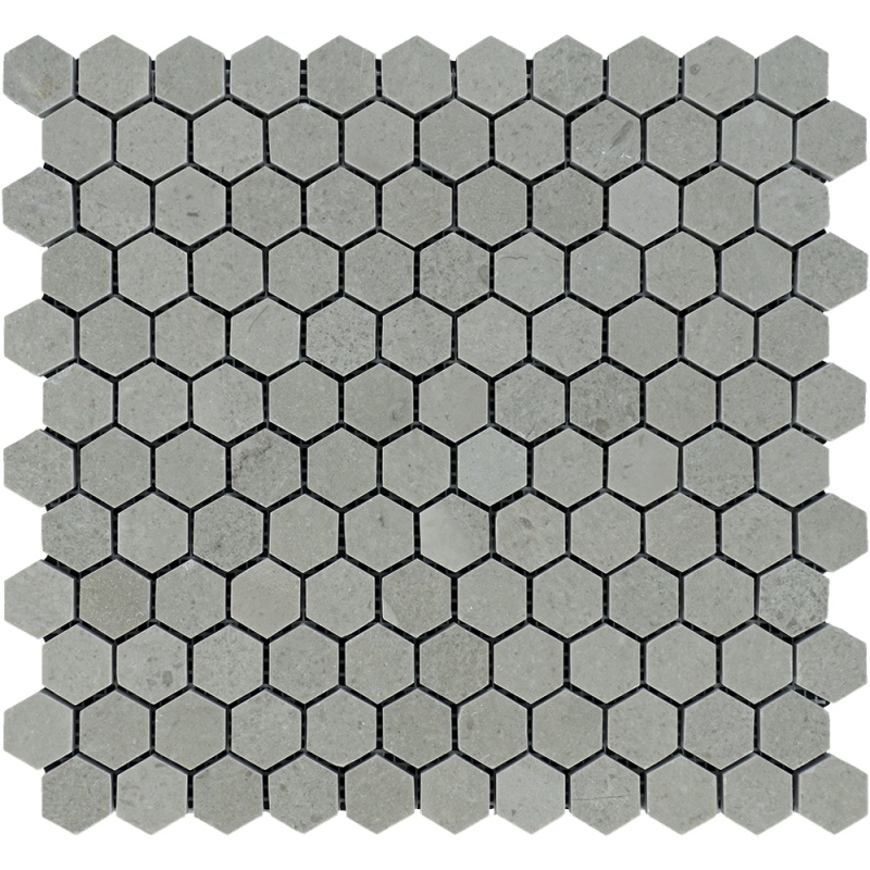 Tao Gray Marble Mosaic - 1" Hexagon - Polished